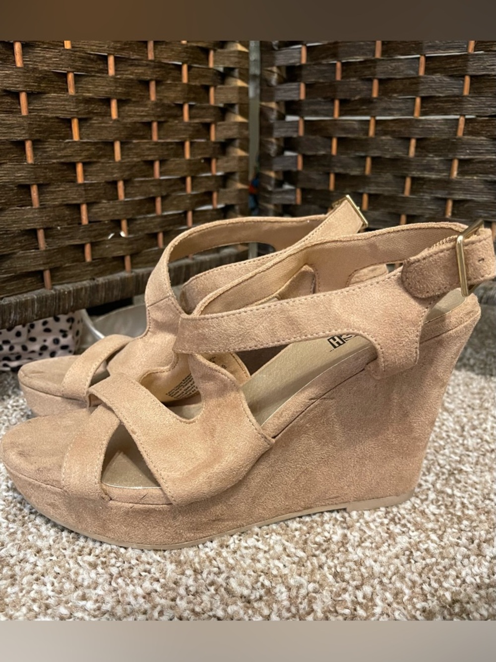 Brash Tan Suede Wedge Sandals